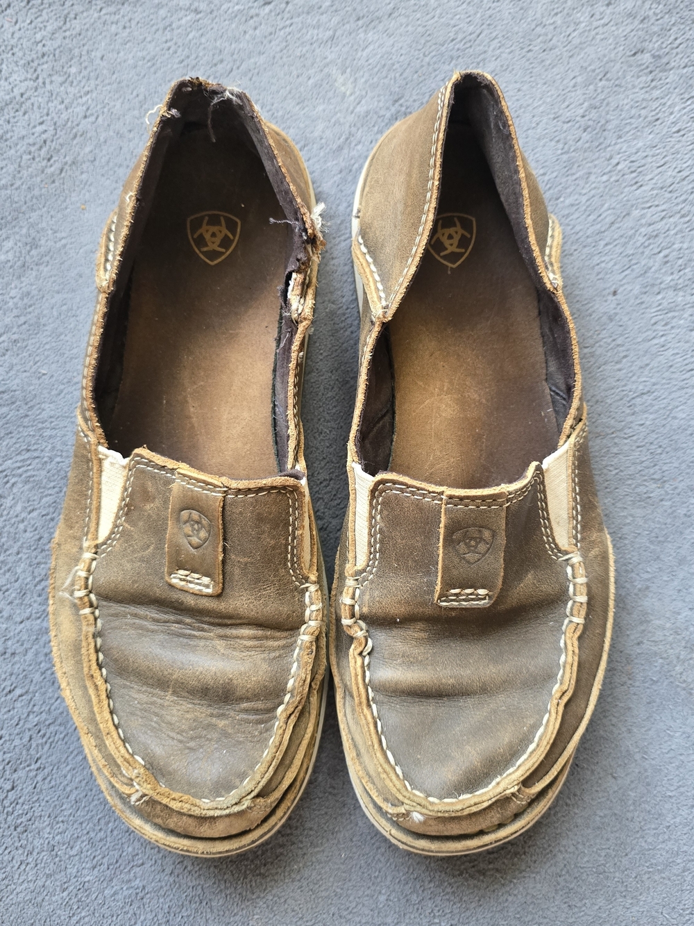 Ariat Men's Distressed Brown Leather Slip-On Loafers